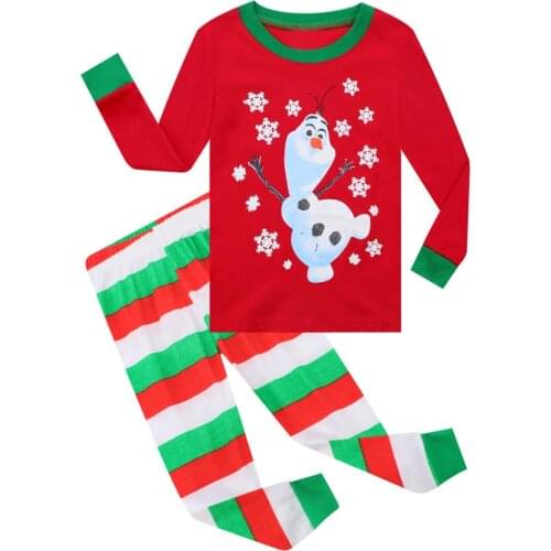 Spring-autumn-winter Christmas cartoon girls home clothes cotton round neck boys pajamas foreign trade long-sleeved trousers sui