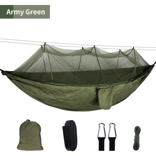 OEM high quality Outdoor Portable Nylon Single/Double folding Camping Indoor Travel Mosquito Net Hammock with tree straps