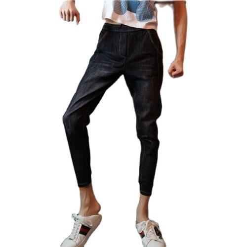 Denim Jeans Mens 2021 pantalon homme slim Black Pants Streetwear Hip Hop Leg Jeans With Elastic Band Hip Hop Trousers Men