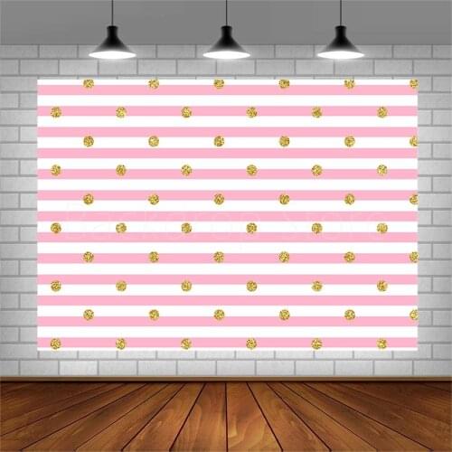 Avezano Photography Backgrounds Birthday Party Banner Pink Stripes Gold Glitter Backdrops Photo Studio Photocall Photozone Decor