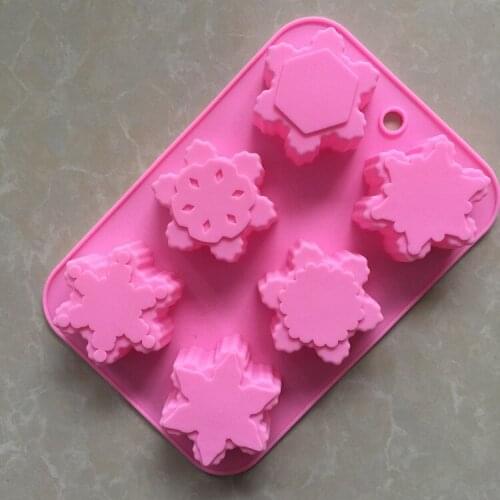 6 hole christmas snowflake Silicone Mold DIY home baking cake mold Handmade soap, aromatherapy plaster mould