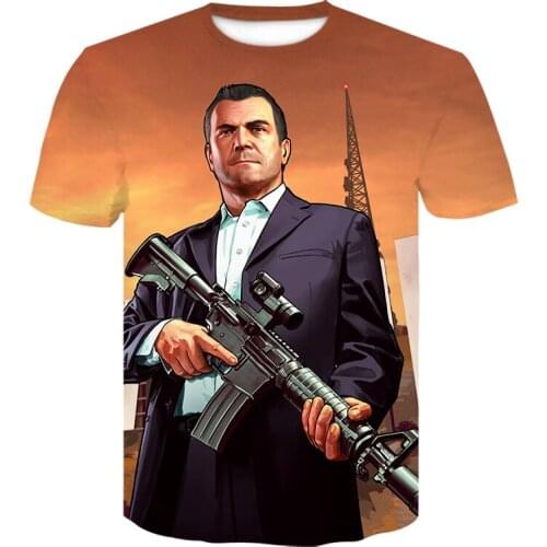 High quality Men tshirt Grand Theft Auto Game 3D Printed GTA 5 t-shirt harajuku Streetwear T shirt Personality cool Short sleeve