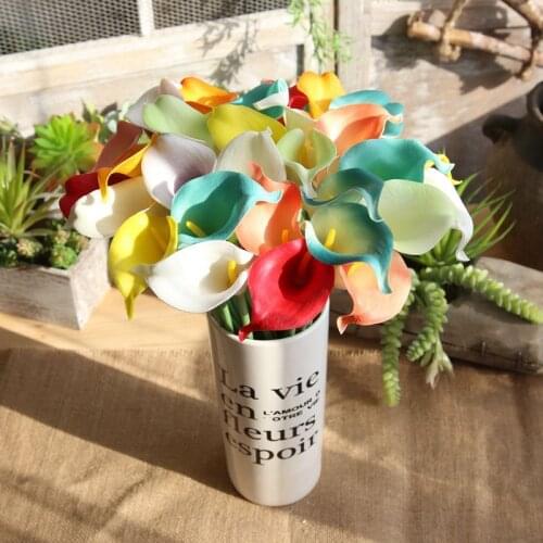 PU Artificial Flower Long Branch Single Flower Calla Lily For Home Decoration Wedding Party Decor PU Fake Flores Flower