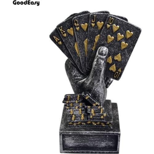 Casino Metal Poker Card Tournament Winner Finger Trophy Cup Poker Trophy Poker Game Souvenirs Winner Award Prize Home Decoration