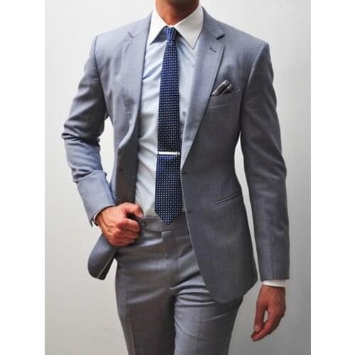 Handsome Two Buttons Groomsmen Notch Lapel Groom Tuxedos Wedding Dress Men Suits Blazer Prom Dinner (Jacket+Pants+Tie) K381