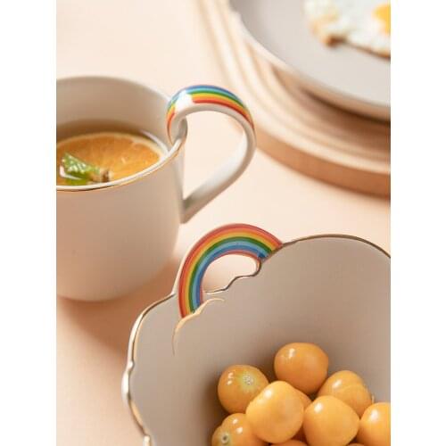 Bowl Creative Household High Sense Breakfast Plate Shaped Tableware Cloud Plate Rainbow Ceremony Sense for One Person