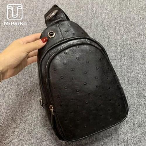 McParko Genuine Leather Chest Bag Men Luxury Ostrich Leather Chestbag Cross body bags Black Men Bags Satchel 2020 New Fashion