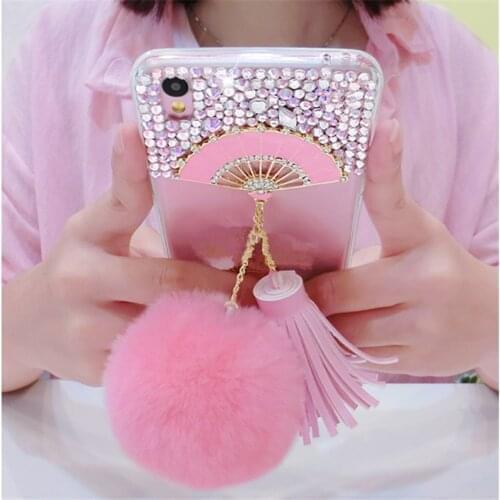 LaMaDiaa Cute Pink fan Case For Huawei Honor8 9 10 20 Lite V10 V20 V30 7X 8X 9X Nova 4 5 6 Phone Case Tassel Rabbit Fur Hairball