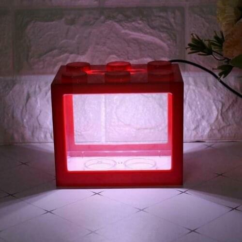 Mini Creative Aquarium Fish Spider Tank Stackable Building Home Reptile Small Aquarium Blocks Pet Fish Tank Decor Table Box A3I4