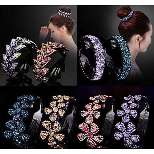 Fashion Meatball Headwear Rhinestone Flower Hair Claws Women Girls Bun Maker Crystal Bird Nest Twist Clip Hair Accessories