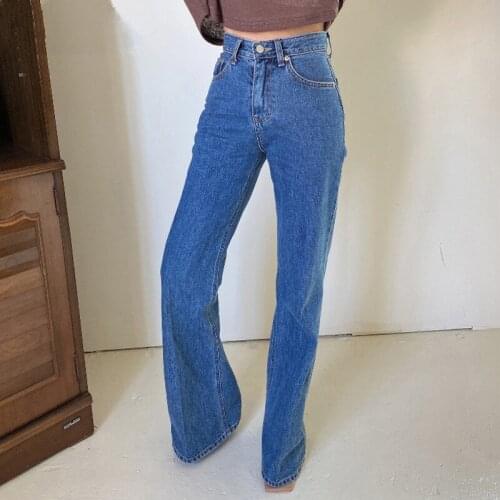 Korean Fashion Baggy Jeans Loose Wide Leg Pant High Waist Blue Straight Denim Pants 2021 Fall Jean Trousers Female P240