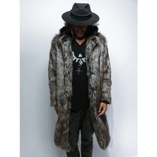 Men Fur Coat Winter Patchwork Faux Fur Parka Outwear Fashion Men Punk Jackets Streetwear Long Fur Overcoats Windbreaker Coats