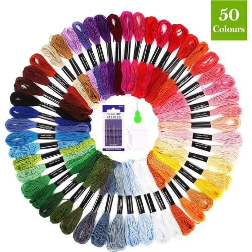 Embroidery Floss Thread Craft Floss Set for Friendship Bracelets 50 /100 Skeins Rainbow Colors with 23 pcs Embroidery Tools