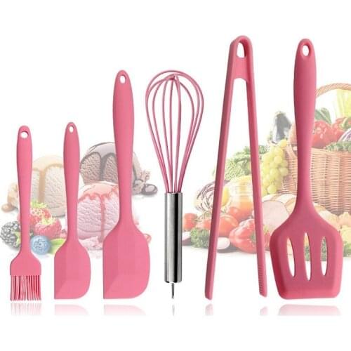 6pcs/set Pink Silicone Baking Tool Set Shovel Scraper Whisker Brush Creative Kitchen Utensils Household Multifunctional Selling