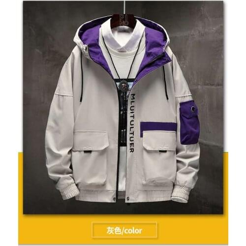 2021 Mens New Harajuku Style Hooded Jacket All-match Mens Trendy Jacket Handsome Casual Jacket