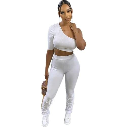 Autumn Knitted 2 Piece Sets Women Outfits Activewear Fitness Elastic Crop Top Leggings Streetwear Matching Sets Tracksuit Female