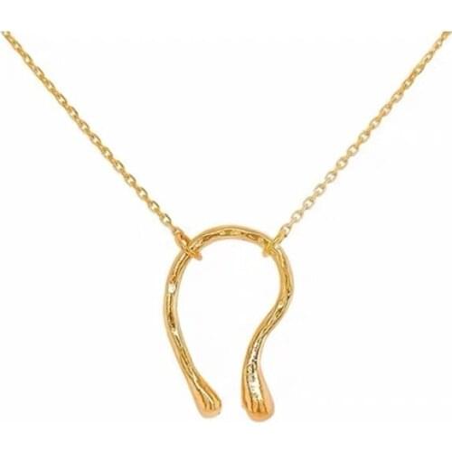 Savi Suggy The Same Niche Design U-shaped Twisted Streamline Horseshoe-shaped Necklace Clavicle Chain Ins with Fedoma Pendant