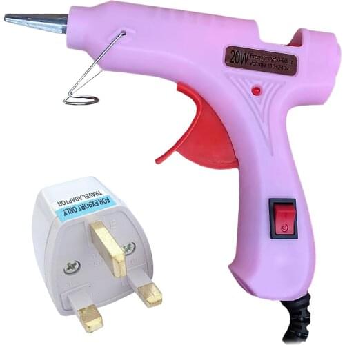 Hot Glue Gun Kit Mini Portable 20W High Temp Hot Melt Glue Gun with UK Power Adapter for DIY Small Arts Crafts Project Repairs