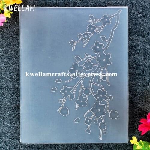 Cherry Blossoms Flower Branch Plastic Embossing Folder For Scrapbook DIY Album Card Tool Plastic Template 12.1x15.2cm KW8101316