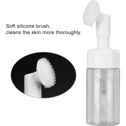 Portable Mousse Foaming Empty Bottle Refillable Travel Dispenser Container (Brush Head White)