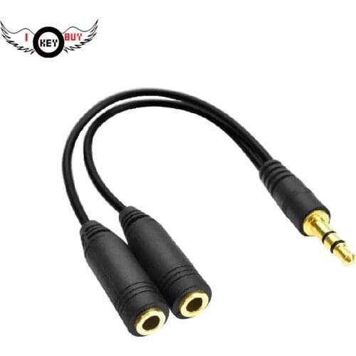 Gold-plated One Point Two Headphone Audio cable 3.5 Revolution 3.5 Two Female Mobile Phone Headset Couple Line 1 to 2 Adapter