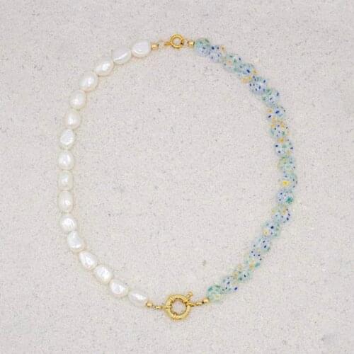 Irregular Freshwater Pearl Necklace Creative Asymmetric Design Colorful Bead Neck Accessories 2021 Summer Beach Jewelry Gift