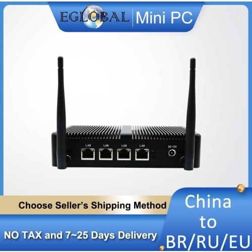 Eglobal Fanless Pfsense Mini PC Linux J1900 Quad Core Nano Itx 4*Intel WGI211AT Gigabit RJ45 Lan Firewall Router Security Server