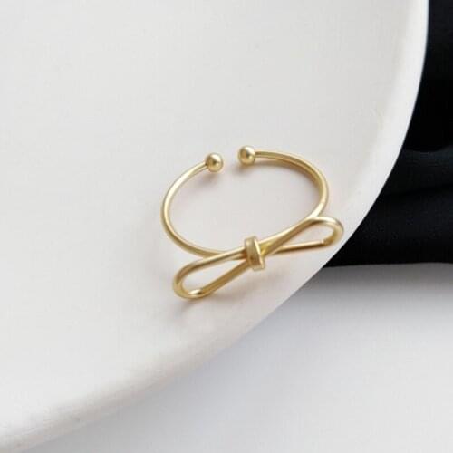 Simple Geometry Bowknot Metal Opening Ring Korean Fashion Womens Wedding Ring Accessories Charming Girl Party Jewelry Gift