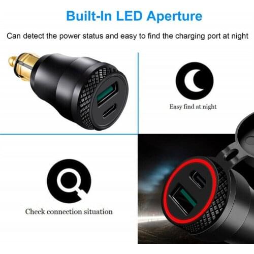 Motorcycle Type C PD Charger PM3 Power Outlet Adapter Red For BMW GPS Hella Socket