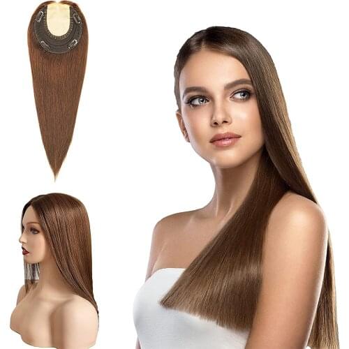 Toysww Silk Top Women Toupee Hair Piece Straight Russian Virgin Hair Lace Hairline With Clip In Hair Toupee Double Knots