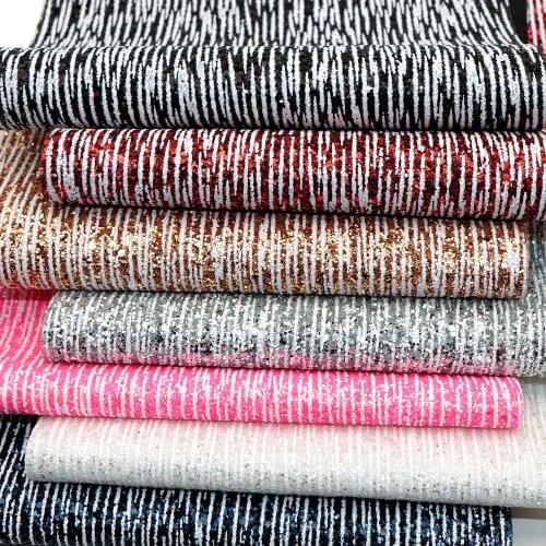 Shimmer Chunky Glitter Synthetic Leather Fabric Solid Color Striped Ink Faux Leather Sheets 20x33cm for DIY Earrings Hair Bows