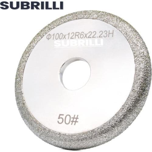 SUBRILLI 4" Diamond Fluting Wheel R6 Electroplated Grinding Wheel For Grooving Sink Countertops Grit 50