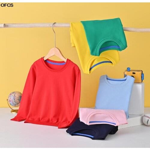 Boy Girl Pullover Sweatshirt Children Sweater New Casual Round Neck Cotton Bottoming Tops Shirt Kids Sports Clothes Size 120-170