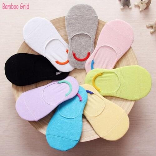 Solid Color Childrens Boat Socks Summer Fashion Summer Cotton Lace Cute Children socks 3 - 8 Year Girls Socks 5 Pairs / Lot