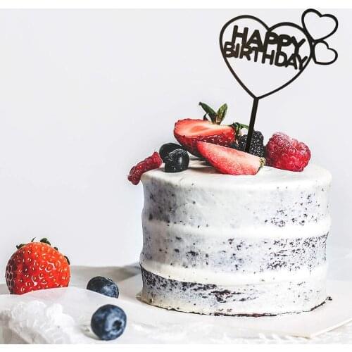 1PC New Cake Topper Stars Sweet Love Heart Acrylic Happy Birthday Cake Topper Dessert Decoration for Birthday Party Lovely Gifts