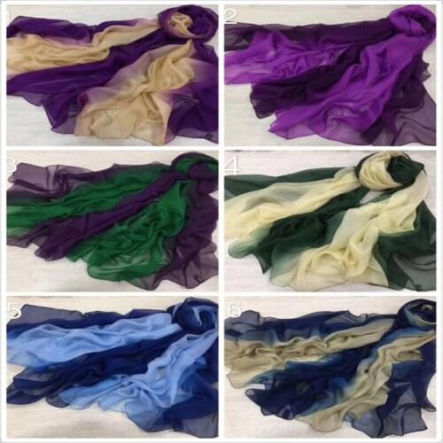 New girl women gradient chiffon Silk large Scarf Scarves shawl wrap gift spring summer accessory mixed color 200*150cm #4075
