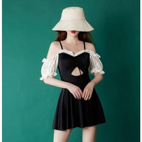 2021 New Korean Style Sexy One Piece Swimsuit Women Solid Swimwear High Neck Monokini Halter Swim Suit Bathing Suit