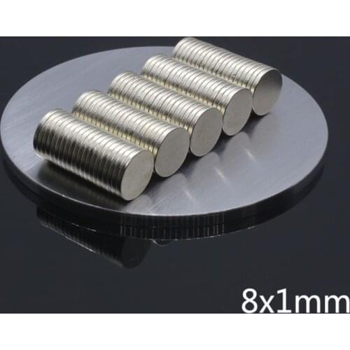 100pcs 8mm x 1mm Thin Disk Not Rust 8x1 Super Strong Rare Earth Magnets 8*1 Thin Disk Not Rust free shipping permanent magnet