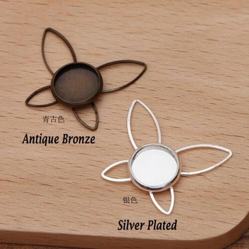 100pcs silver plated antique bronze 25mm butterfly sheet into 10mm tray bezel blank pendant base cabochon settings