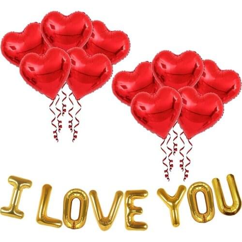 18Pcs I Love You Foil Balloons and Heart Foil Balloons Kit Mothers Day Decorations for Party Gifts Wedding Decors