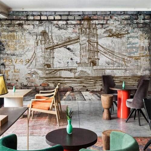 Beibehang 3D personalized nostalgic brick building cement mural theme restaurant and coffee lounge living room hotel wallpapers