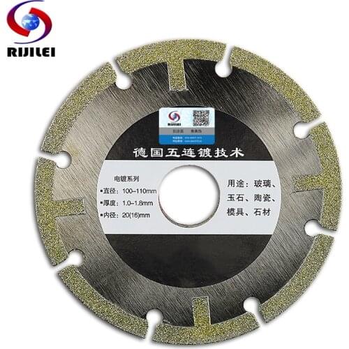RIJILEI 4Inch 100mm*20*1.6 Electroplated Diamond Saw Blade Cutting Wheel Grinding Disc For Glass Ceramics Porcelain Tiles MX21