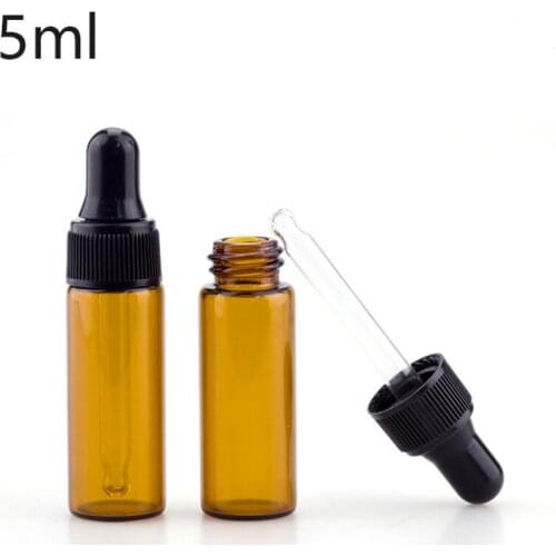 5ml Amber Glass Essential Oil Dropper Bottles Mini Empty Eye Dropper Perfume Sample Container LX7740