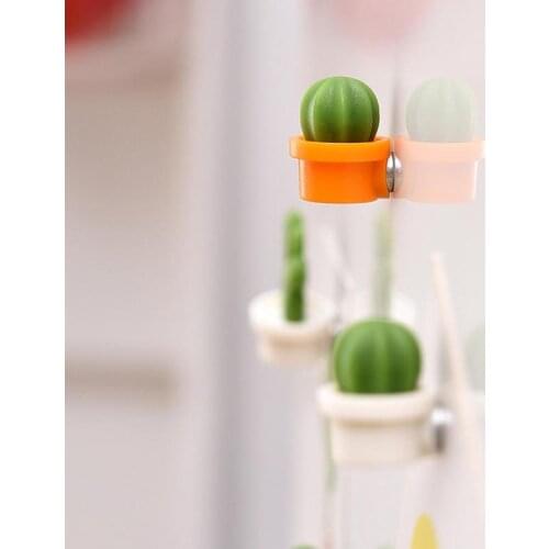 6pcs Cute Green Plant Cactus Refrigerator Magnets Magnetic Suction Message Stickers Fixed Buckle Magnet Decoration Accessories