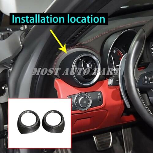 ABS Plastic Carbon Fiber Interior Dashboard Air Outlet Vent Frame For Alfa Romeo Giulia 2017-2019 2pcs Car Decoration Car Trim