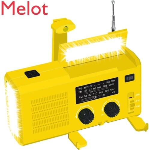 Emergency Disaster Prevention Radio Solar Hand Power Bank 4000mA Multi-Function Power Torch Reading Lamp Cycling equipment