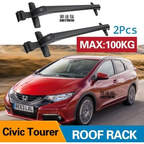 2Pcs Roof bars For HONDA Civic Tourer 2014+ 2015 2016 Estate Aluminum Alloy Side Bars Cross Rails Roof Rack Luggage