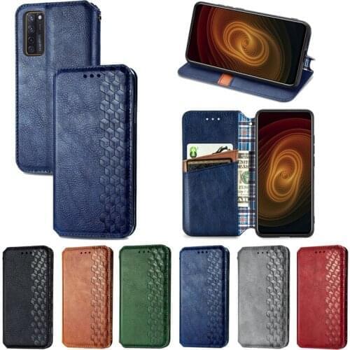10Pcs PU Leather Wallet Flip Phone Cover TPU Lattice Case for ZTE A7S 2020 Blade20 Smart AXON 30ultra Libero 5G Nubia Z30 Pro