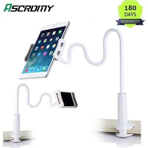 Cell Phone Tablet Stand Mobile Holder Clip Long Arm Gooseneck Bracket Wall Mount for iPad iPhone 11 Pro Max 8 XR Samsung Support
