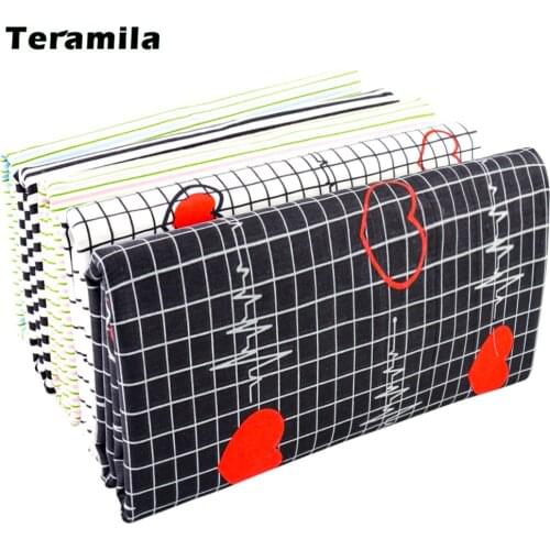 Teramila Home Textile Twill Striped Dress Plaid Shirt Patchwork Cotton Fabric for Arts Craft Sewing Bedding Set Quilt Needlework